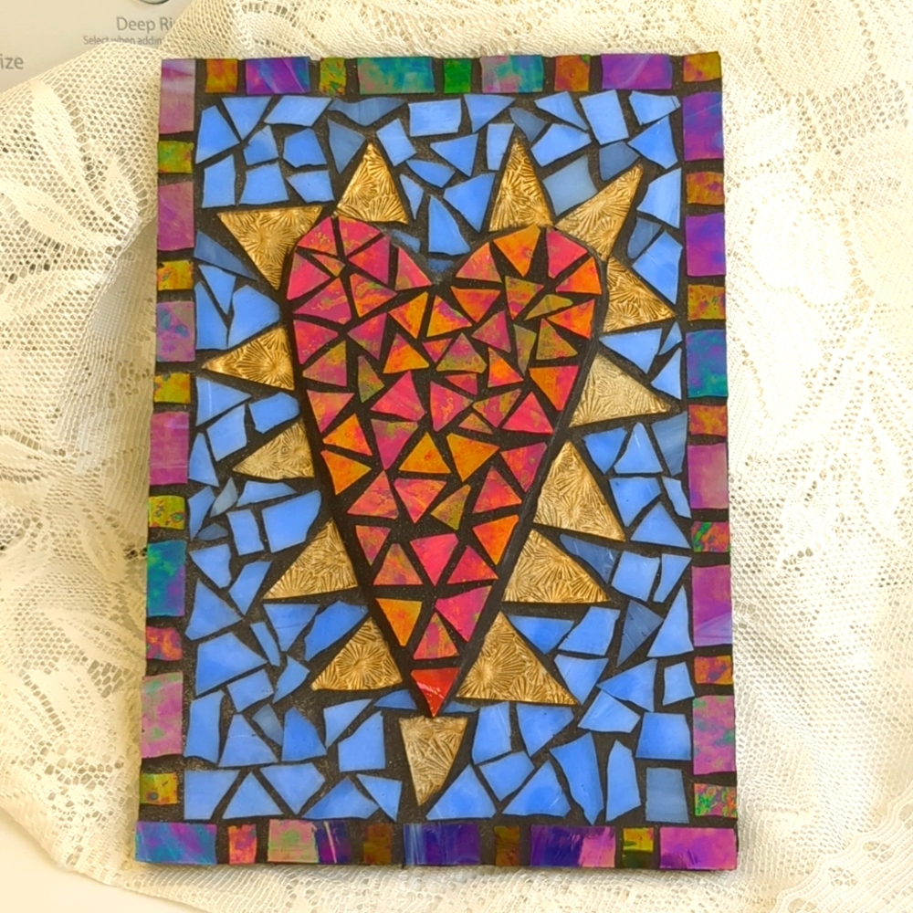 Artisan Mosaic Tile Stained Glass Wall Hanging Plaque